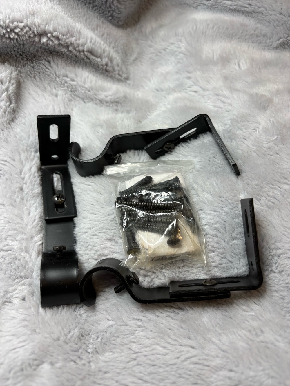 Black Metal Curtain Rod Brackets with Screws (set of 3)
